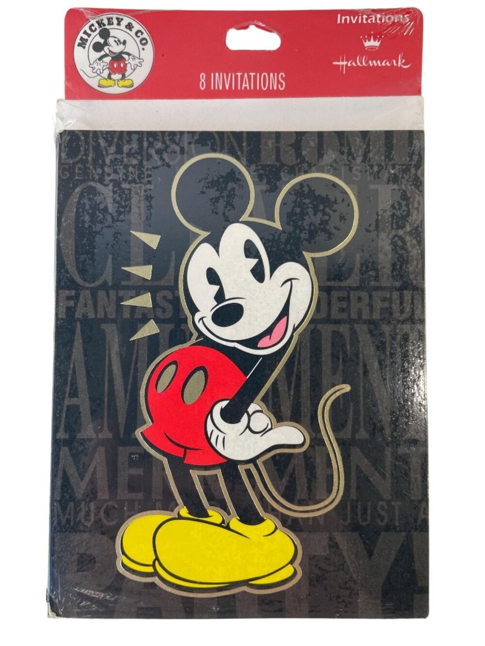 Vintage Mickey Mouse Invitations, Birthday Party Celebration, 8 Pack Greeting Ca